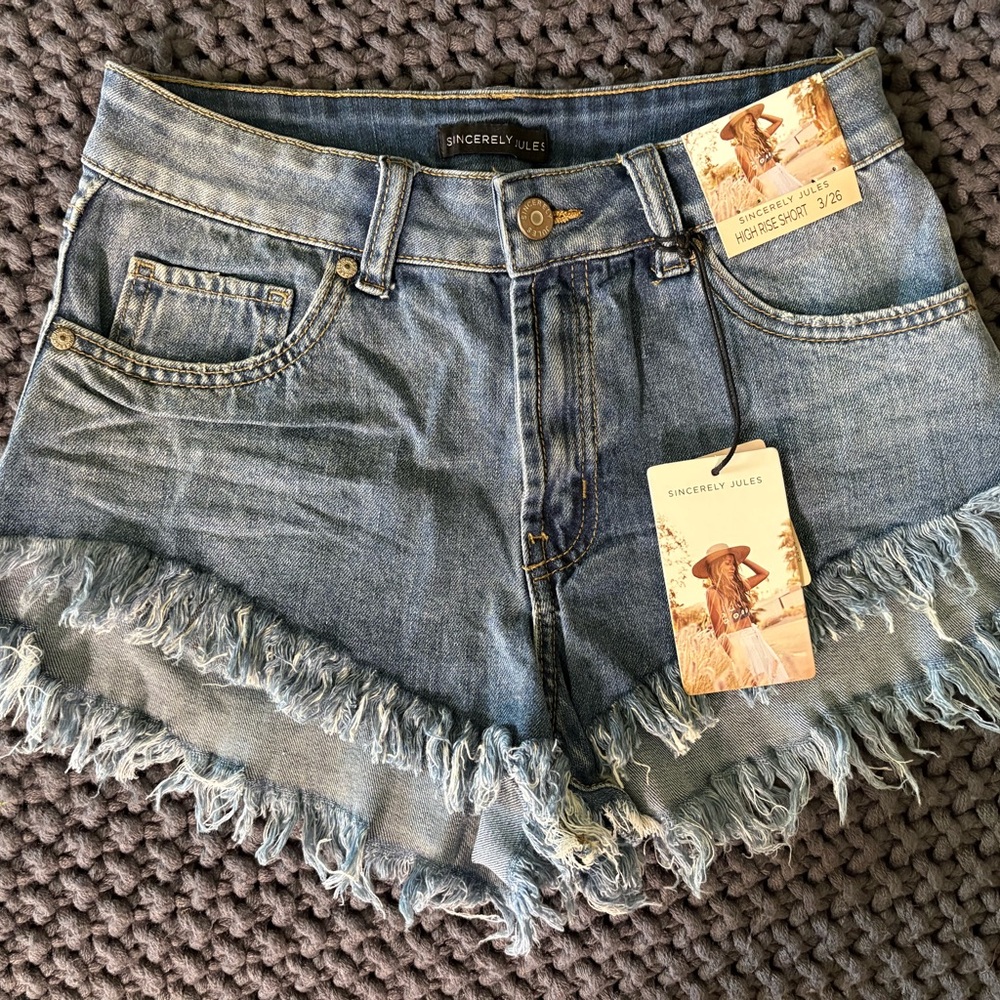 Sincerely Jules Frayed Hem Jean Shorts